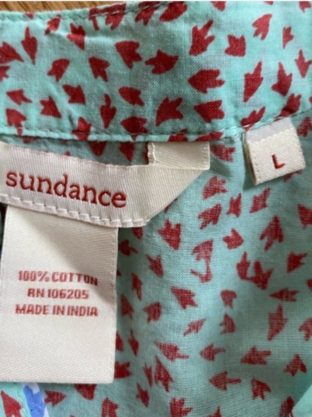 Sundance Rosalie Light Aqua Printed Button-Front Shirt - Picture 5 of 12